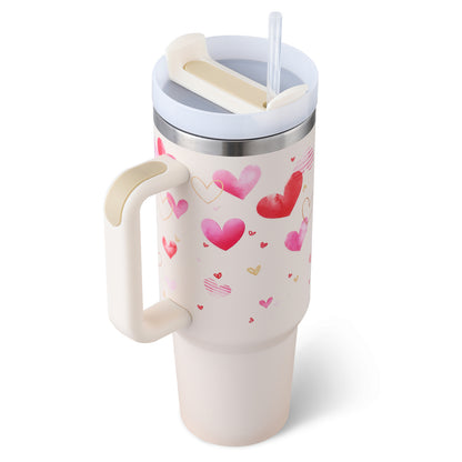 40 Oz Insulated Stainless Steel Tumbler With Handle and Straw