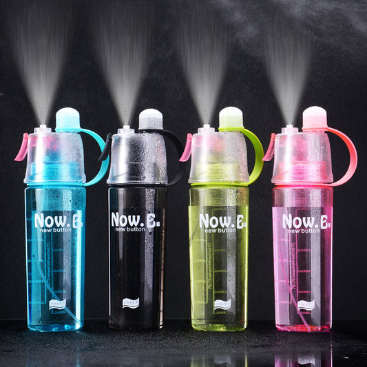 Sports water bottle with built in sprayer