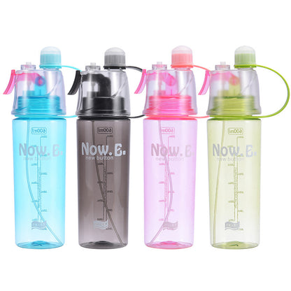 Sports water bottle with built in sprayer