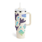 40 Oz Insulated Stainless Steel Tumbler With Handle and Straw