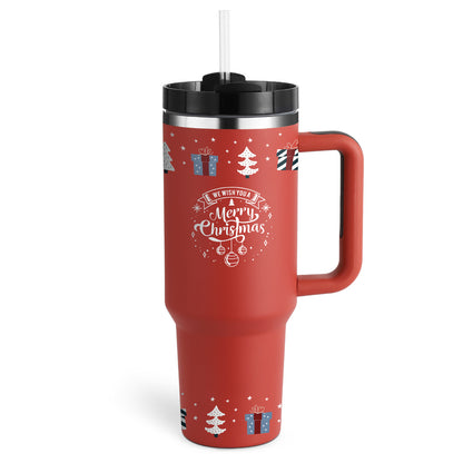 40 Oz Insulated Stainless Steel Tumbler With Handle and Straw