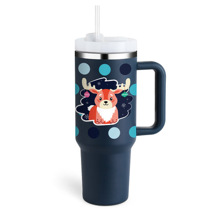 40 Oz Insulated Stainless Steel Tumbler With Handle and Straw