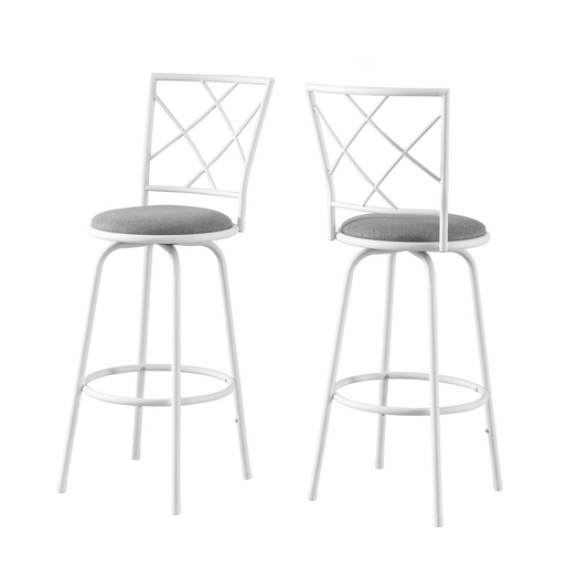 Bar Stool, Set Of 2, Swivel, Bar Height, White