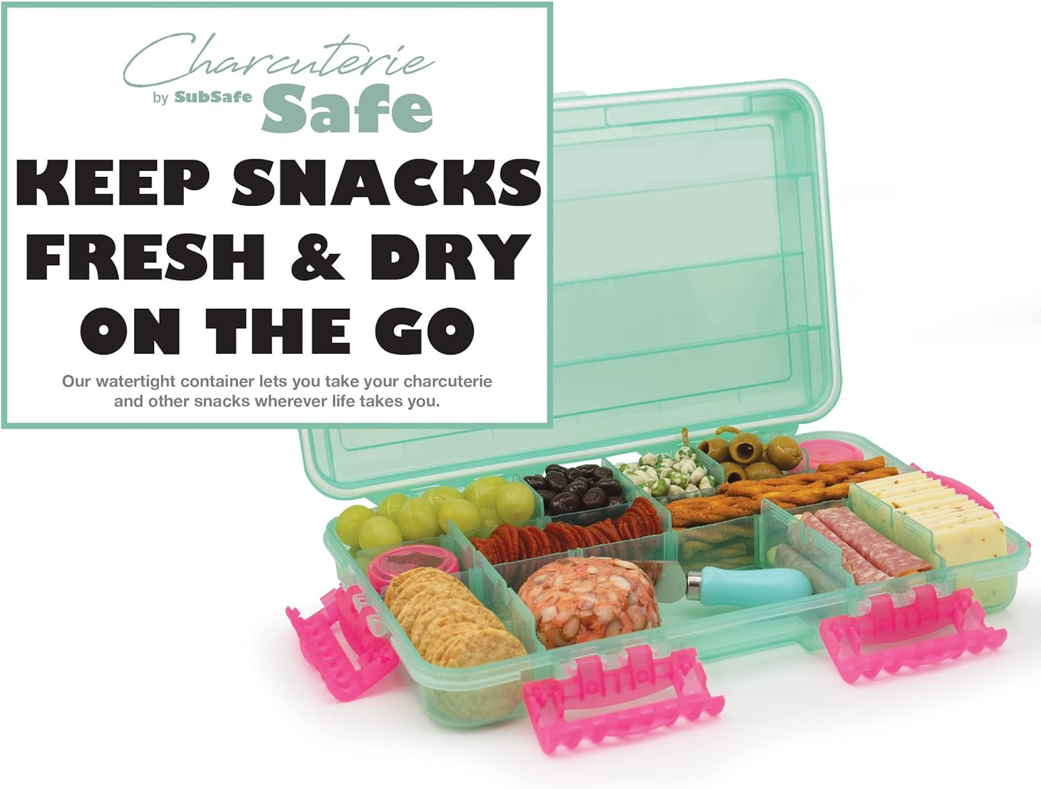 Charcuterie Safe - Waterproof Tackle Box Container Keeps Snacks Fresh & Dry on the Go - Fill with Meats, Cheese, Nuts - Perfect for the Boat, Beach, Parties & Tailgating - BPA Free