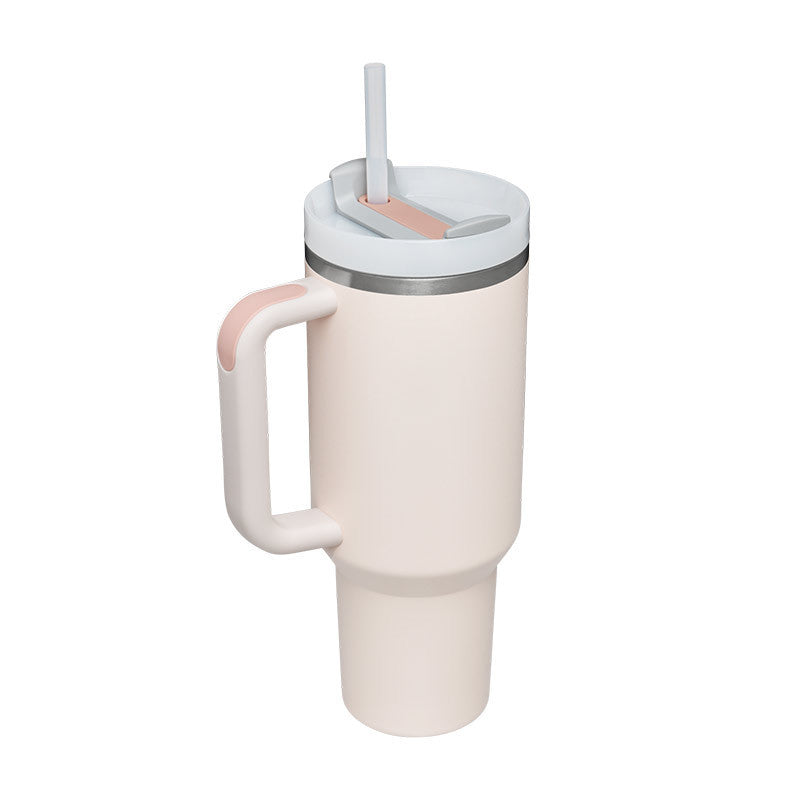 40 Oz Insulated Stainless Steel Tumbler With Handle and Straw