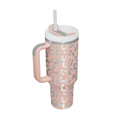 40 Oz Insulated Stainless Steel Tumbler With Handle and Straw