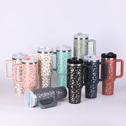 40 Oz Insulated Stainless Steel Tumbler With Handle and Straw