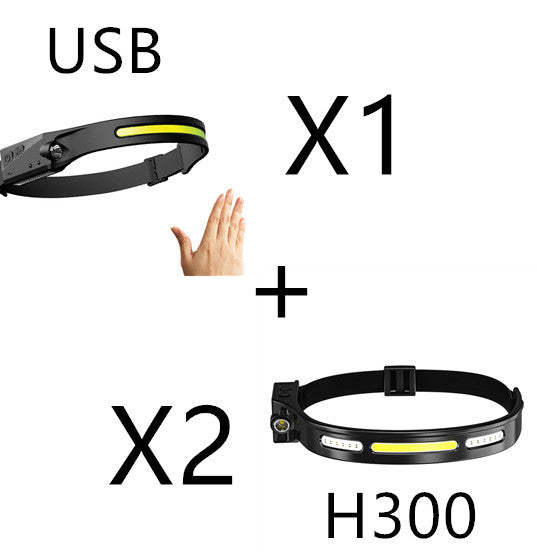 COB LED Headlamp W/Flashlight and motion sensor