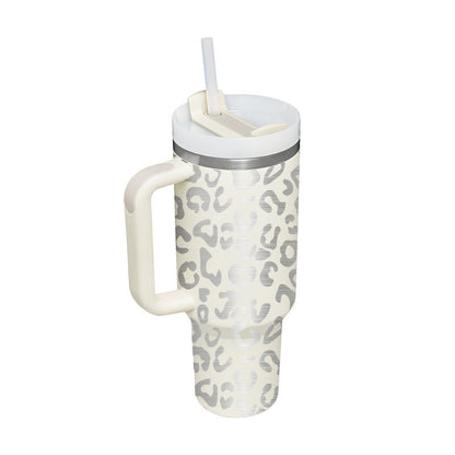 40 Oz Insulated Stainless Steel Tumbler With Handle and Straw