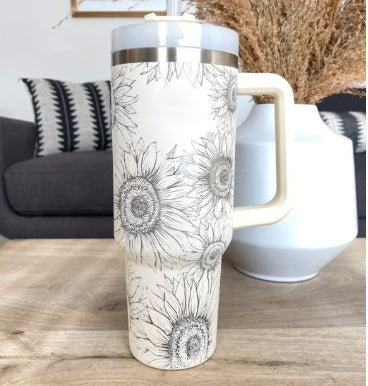 40 Oz Insulated Stainless Steel Tumbler With Handle and Straw